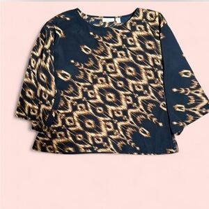 Chico's Boho Chic Ikat Pattern Shirt Size 2